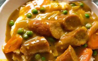 Curried grass-fed beef sausages