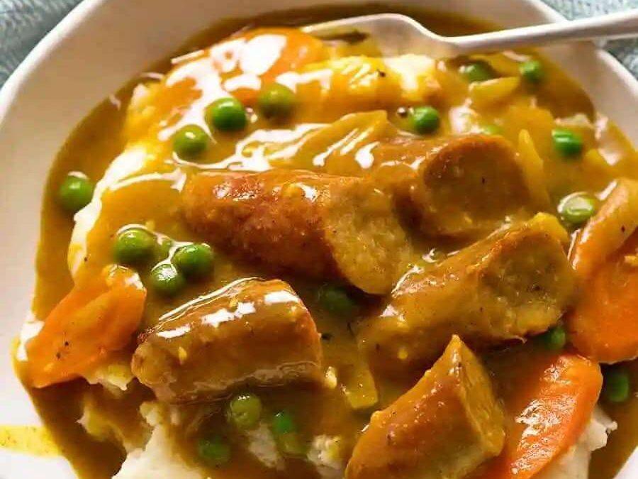 Curried grass-fed beef sausages