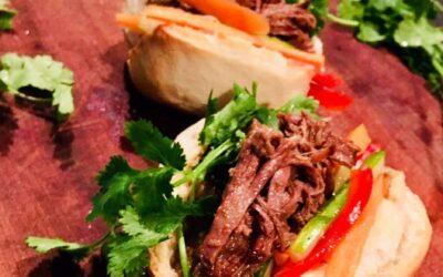 Pulled brisket with pickled vegetables